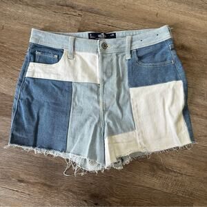 Hollister Ultra High Rise Mom Shorts Size 9 Patchwork Denim Jeans 29
